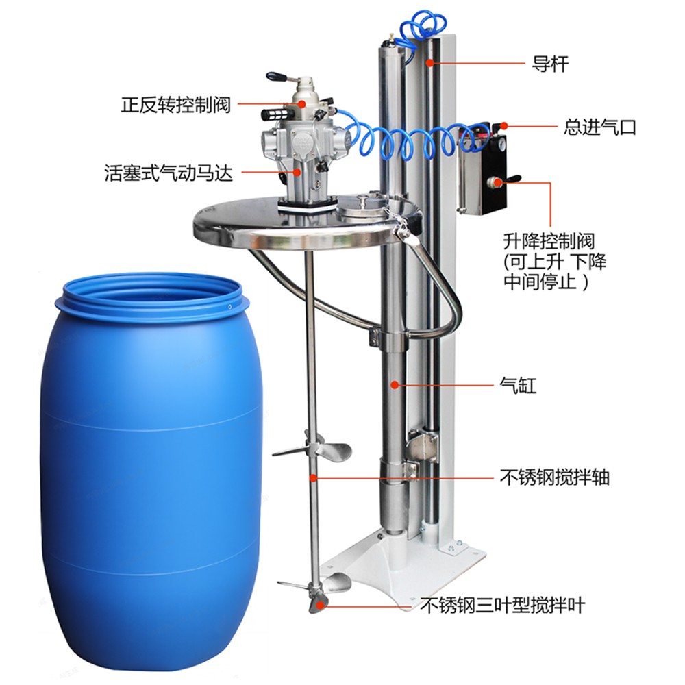升降式气动搅拌机 安全防爆 固定型气动搅拌机厂家直供