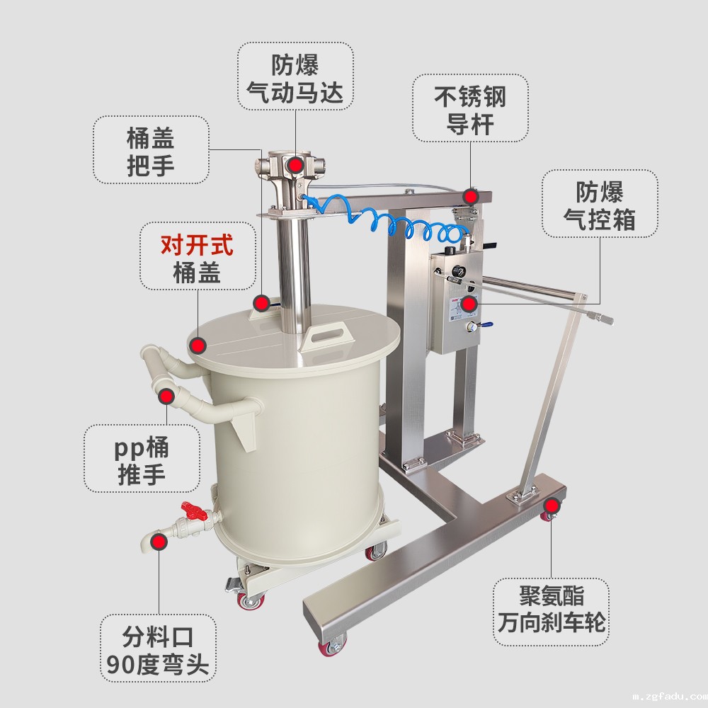 200L以上桶用气动升降移动式搅拌机